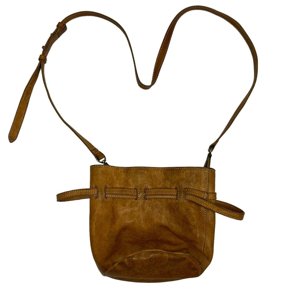 Madewell The Florence Leather Drawstring Crossbody Bucket Bag Purse Small Brown